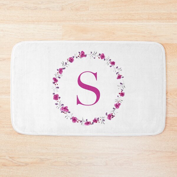 Item preview, Letter S monogram with fuchsia colored flowers and leaves designed and sold by Createlikeamom.