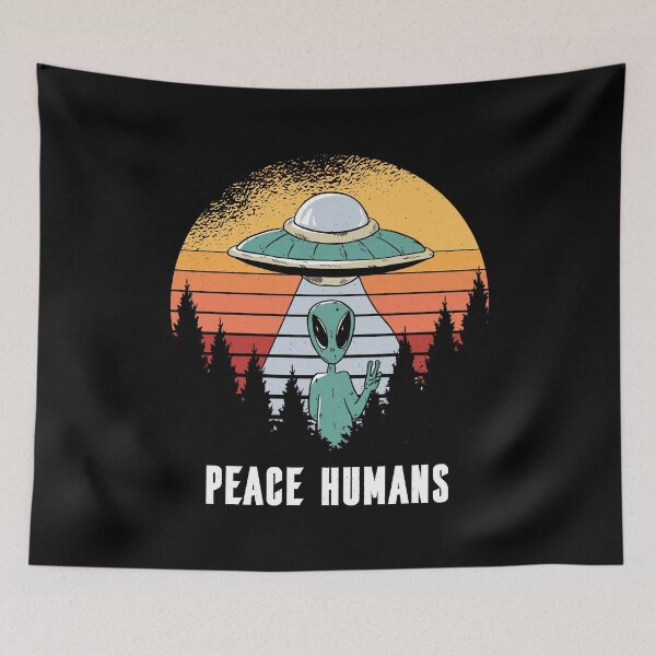 Artikelvorschau, UFO Extraterrestrial Sci-fi Alien Peace Human entworfen und verkauft von Ofca.