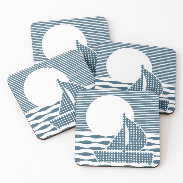 Item preview, Sea Scene Woodblock Print (Blue) designed and sold by STUDIO-72.
