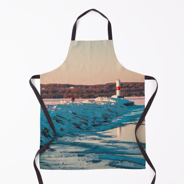 Item preview, Lone visitor to the frozen lighthouse in Petoskey Michigan designed and sold by Michael Deemer.