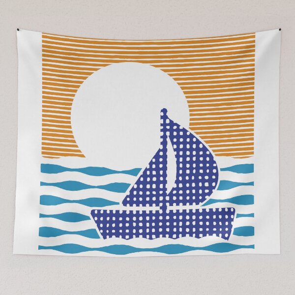 Item preview, Sea Scene Woodblock Print (Colour) designed and sold by STUDIO-72.