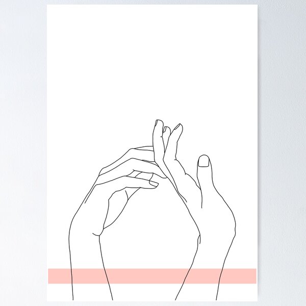 Item preview, Hands line drawing illustration - Abi Stripe designed and sold by TheColourStudy.
