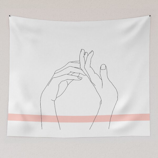 Item preview, Hands line drawing illustration - Abi Stripe designed and sold by TheColourStudy.