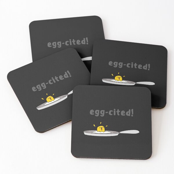 Item preview,  Egg-cited, Excited, Egg Pun (blk) designed and sold by GoodMoodFood.