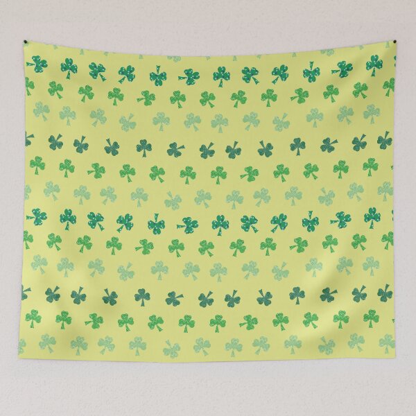 Item preview, Rows of pattern filled Shamrocks, Saint Patricks Day on yellow designed and sold by Meg M Studio.