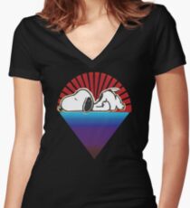 snoopy down under the stars Women's Fitted V-Neck T-Shirt