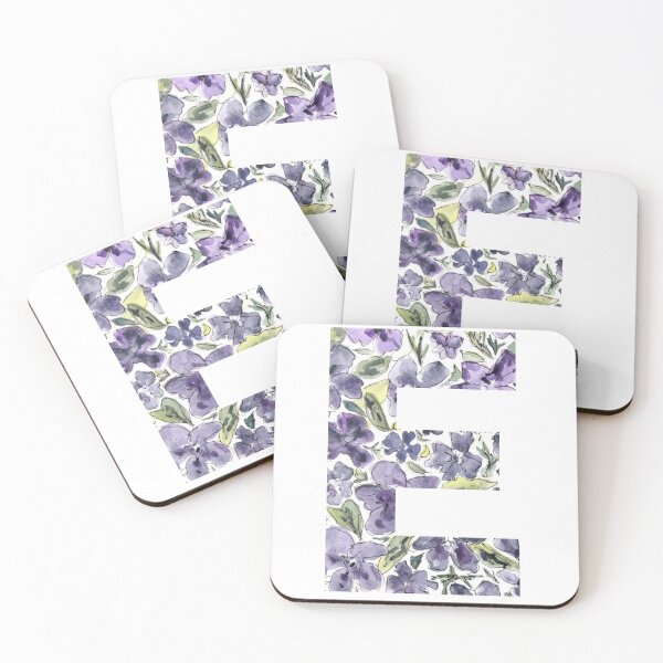Item preview, Watercolor Purple Flowers Letter E designed and sold by vicnat.