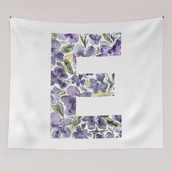 Item preview, Watercolor Purple Flowers Letter E designed and sold by vicnat.