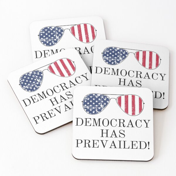 Item preview, Joe Biden "Democracy Has Prevailed" Aviator Sunglasses Inauguration Political Quote Humor designed and sold by ZEROXCOOL.