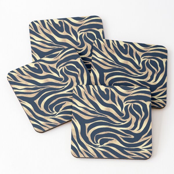 Item preview, Elegant Navy Blue Gold Zebra Print designed and sold by NdesignTrend.