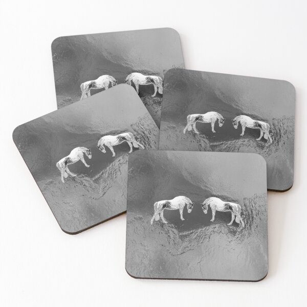 Item preview, Silver horses on chrome background designed and sold by MarionsArt.
