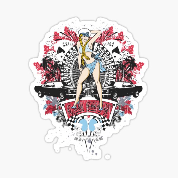"PinUp Girl Car Show No.01" Sticker by RollOn Redbubble