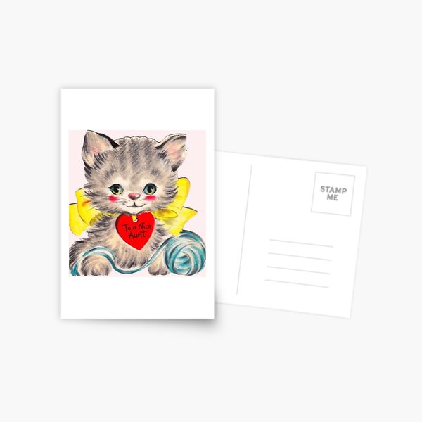 Red Heart Kitten Vintage Valentine's Day Card Greeting Card for Sale by  Bellathewilde