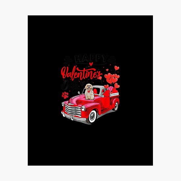 Aperçu de l'œuvre Shih Tzu Red Truck Saint Valentin T-shirt drôle de cadeau de chien créée et vendue par PrintexDesigns.
