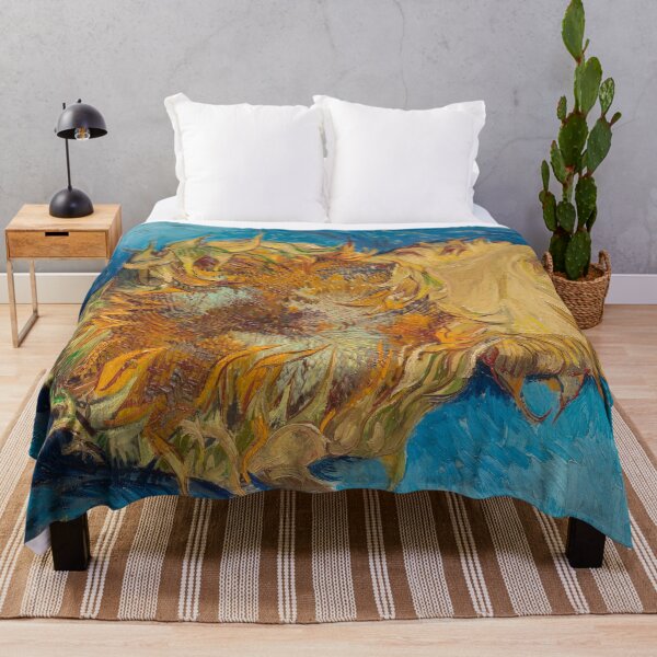 Item preview, Vincent Van Gogh and Sunflowers vintage painting on blue designed and sold by katakania.