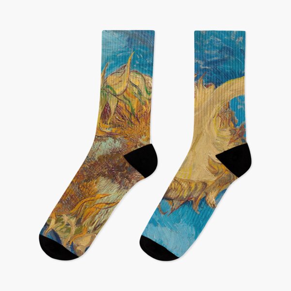Item preview, Vincent Van Gogh and Sunflowers vintage painting on blue designed and sold by katakania.