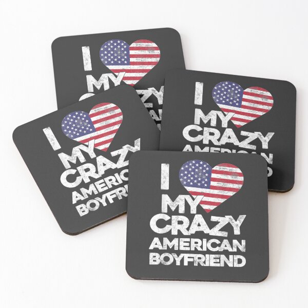 Item preview, I Love My Crazy American Boyfriend Funny Flag Couple designed and sold by DorisColl.