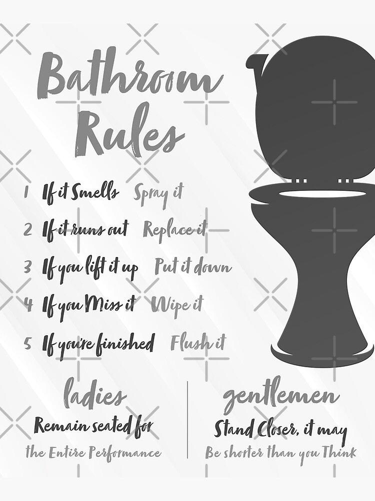 "Funny Bathroom Rules Sign Custom Toilet Humor Decor" Poster by