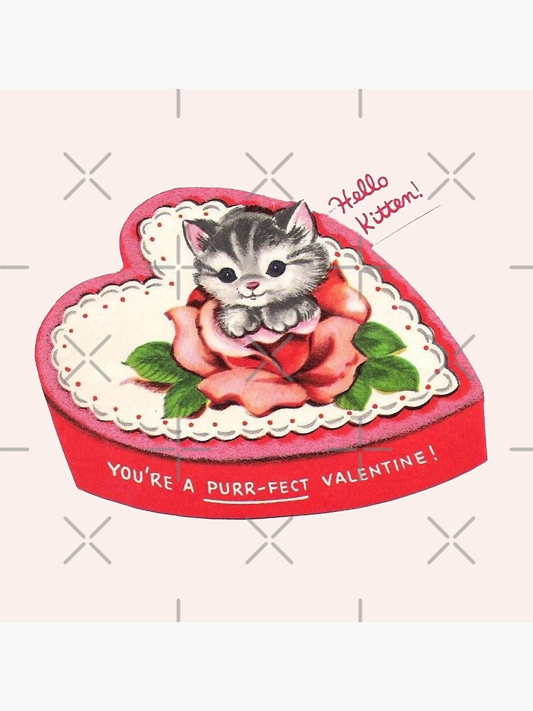 Let’s cuddle Shoe and Kitten Vintage Valentine’s Day Card | Poster