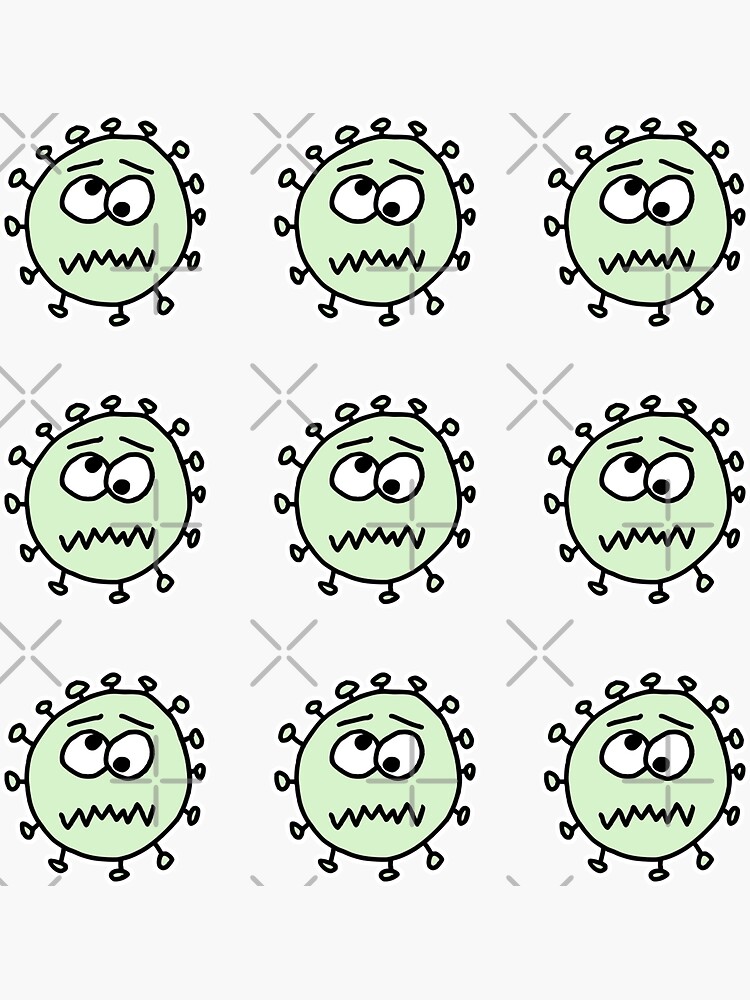 Thumbnail 3 of 3, Sticker, Cute green virus 3x3 designed and sold by reIntegration.