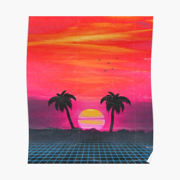 Retro sunset 2 Poster