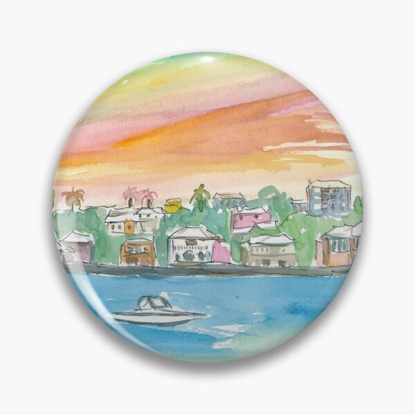 Item preview, Bermuda Shoreline with Houses Palms and Boat designed and sold by artshop77.