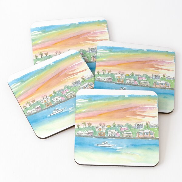 Item preview, Bermuda Shoreline with Houses Palms and Boat designed and sold by artshop77.