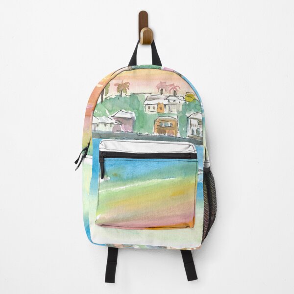 Item preview, Bermuda Shoreline with Houses Palms and Boat designed and sold by artshop77.