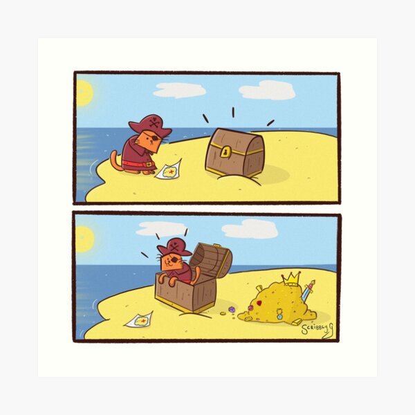 Scribbly G Pirate Kitty Comic Art Print