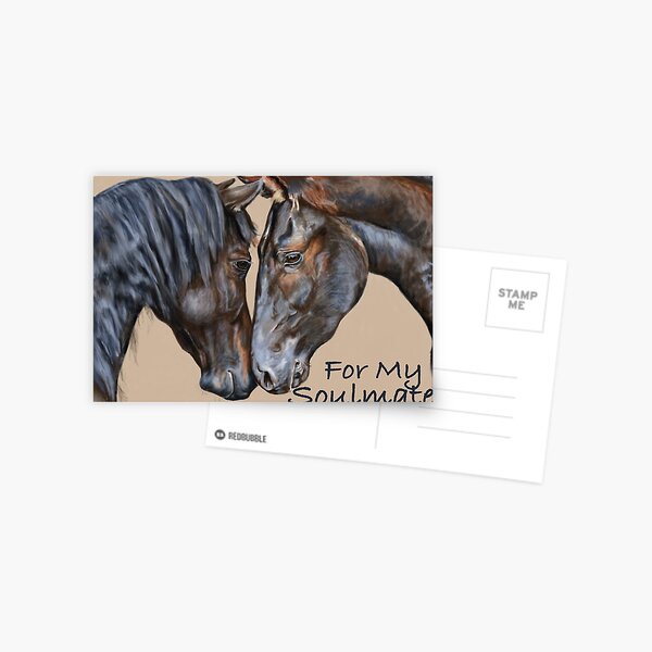 Horses, soulmate, valentines, birthday, Greetings Card Postcard