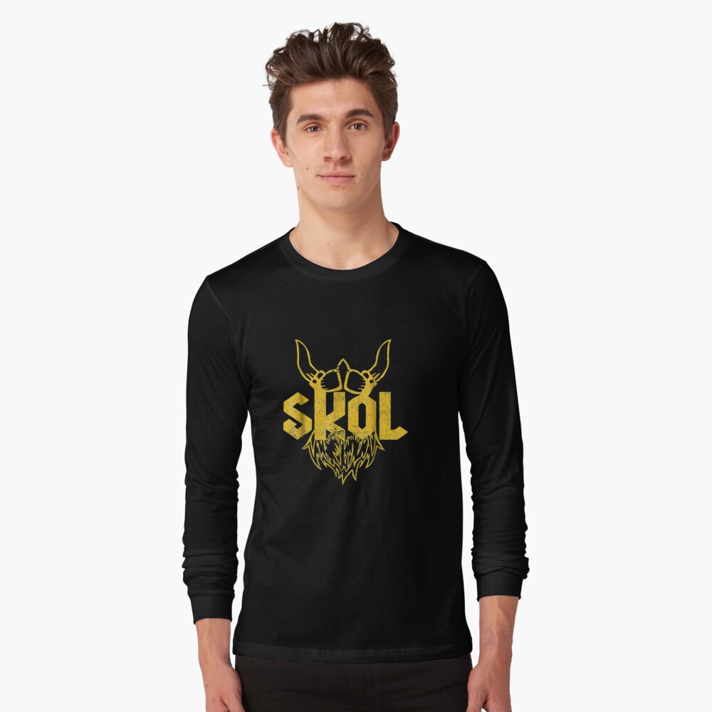 Skol Vikings Shirt with Helmet and Beard - Distressed