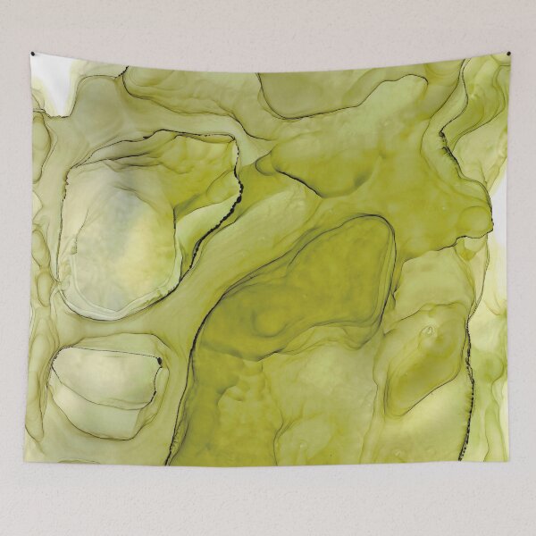 Item preview, Olive Green Abstract 2121 Alcohol Ink Painting by Herzart designed and sold by herzart.