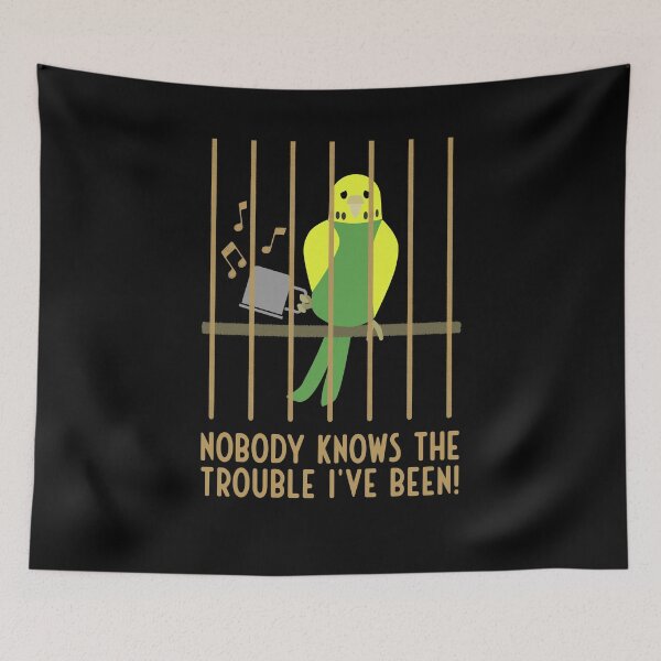 Item preview, Innocent budgie behind bars, green designed and sold by Cevetan.