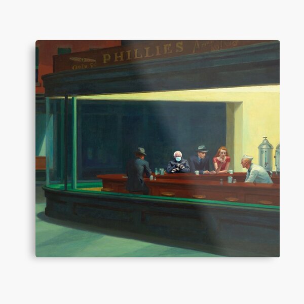 "Bernie Sanders Diner Nighthawks Classic Painting Edward Hopper
