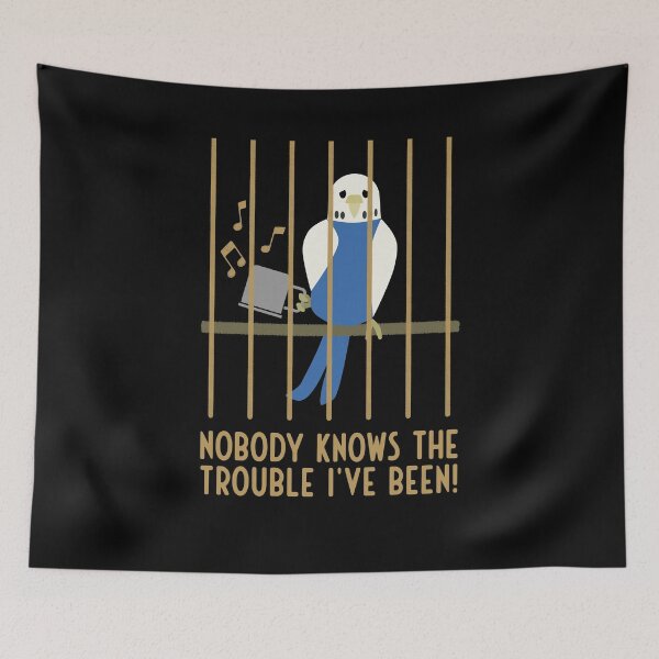 Item preview, Innocent budgie behind bars, blue designed and sold by Cevetan.