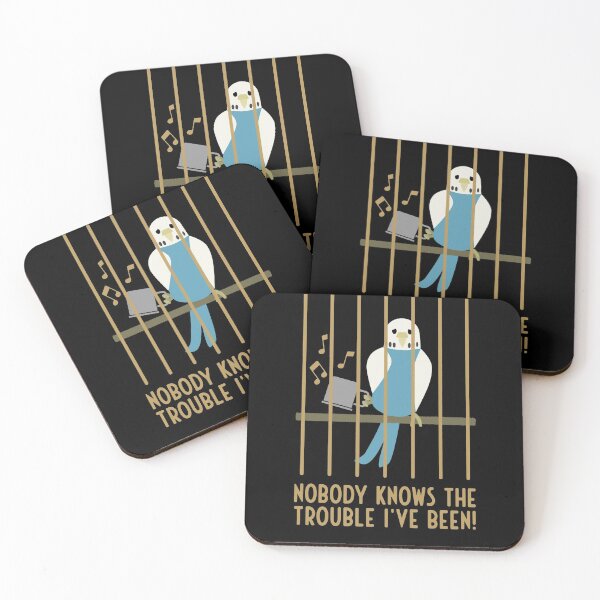 Item preview, Innocent budgie behind bars, turquoise designed and sold by Cevetan.