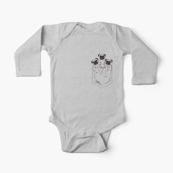 Pocket Pug Long Sleeve Baby One-Piece