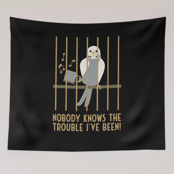 Item preview, Innocent budgie behind bars, gray designed and sold by Cevetan.