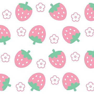 Strawberries Pink Flowers Dots Kawaii Cute Pastel Spiral Notebook for Sale  by candymoondesign