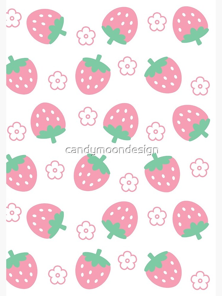 Strawberries Pink Flowers Dots Kawaii Cute Pastel Spiral Notebook for Sale  by candymoondesign