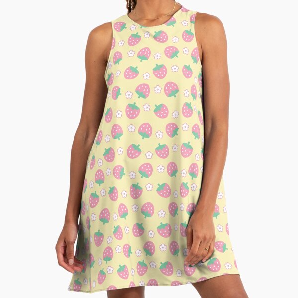 Strawberries Kawaii Cute Pastel Pink Cozy Cottagecore Aesthetic" A-Line Dress for Sale by candymoondesign | Redbubble Strawberries Kawaii Cute Pastel Pink Cozy Cottagecore Aesthetic" A-Line Dress for Sale by candymoondesign | Redbubble