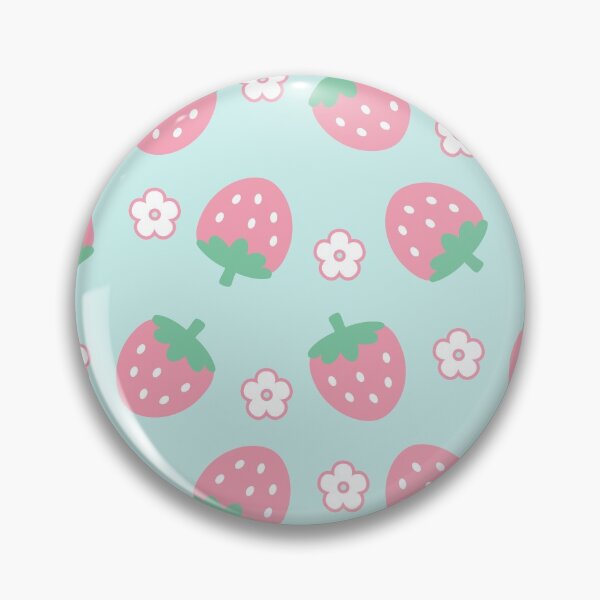 Item preview, Strawberries Flowers Pink Mint Kawaii Cute Pastel Aesthetic designed and sold by candymoondesign.