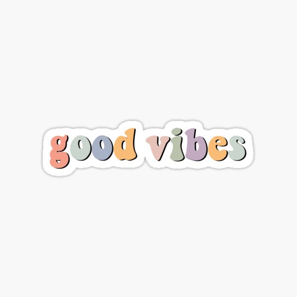 Good Vibes” Inspirational Quote in Pastel Rainbow Retro Colors