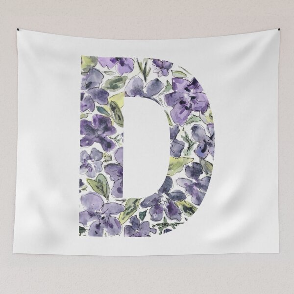 Item preview, Watercolor Purple Flowers Letter D designed and sold by vicnat.