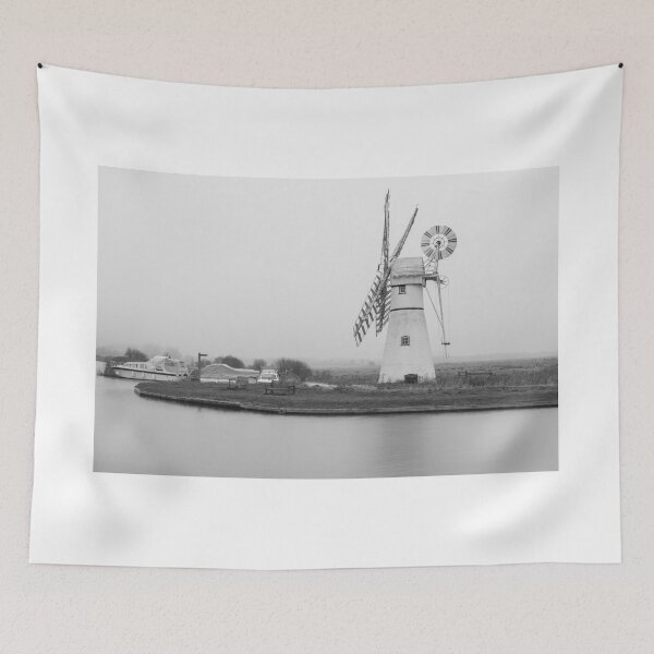 Item preview, Black and white Thurne Mill designed and sold by cdkphotos.