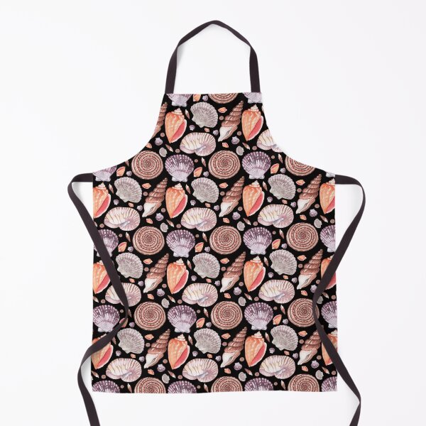 Item preview, pastel colors seashells seamless pattern on the black background. seashells illustrations in warm colors. designed and sold by linagaiaart.