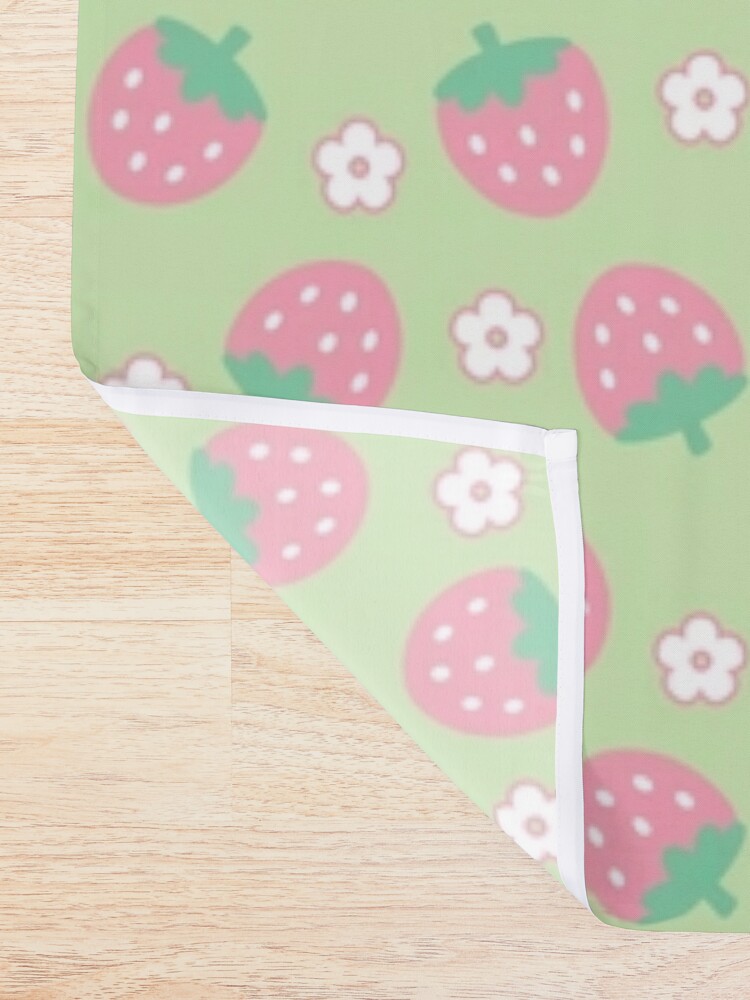 Pastel Strawberries and Flowers Cute Kawaii Mint Wrapping Paper, Zazzle