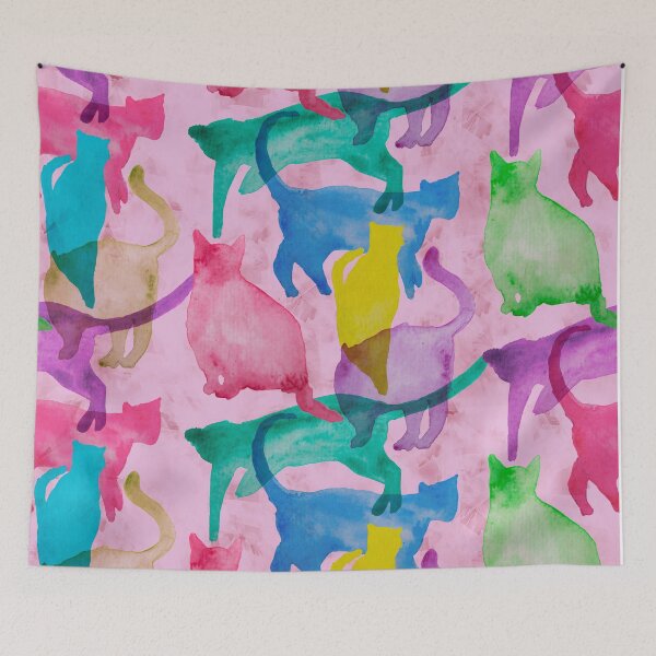 Item preview, Watercolor Cats with Pink Background designed and sold by magicbyrc.