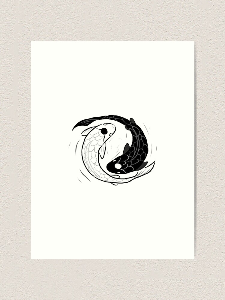 Ipad Drawing Of Koi Fish Ying Yang Art Print By Cheekysherwin Redbubble