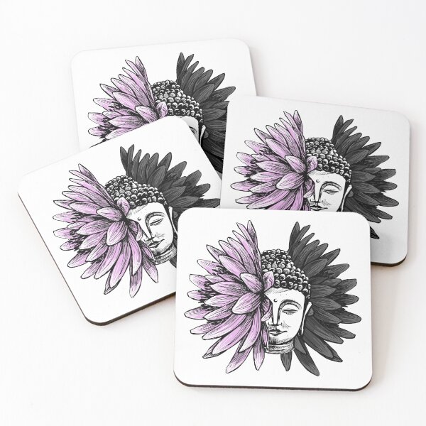 Item preview, Gautama Buddha With Purple Lotus Flower Black and White Ralice Yoga designed and sold by raliceyoga.